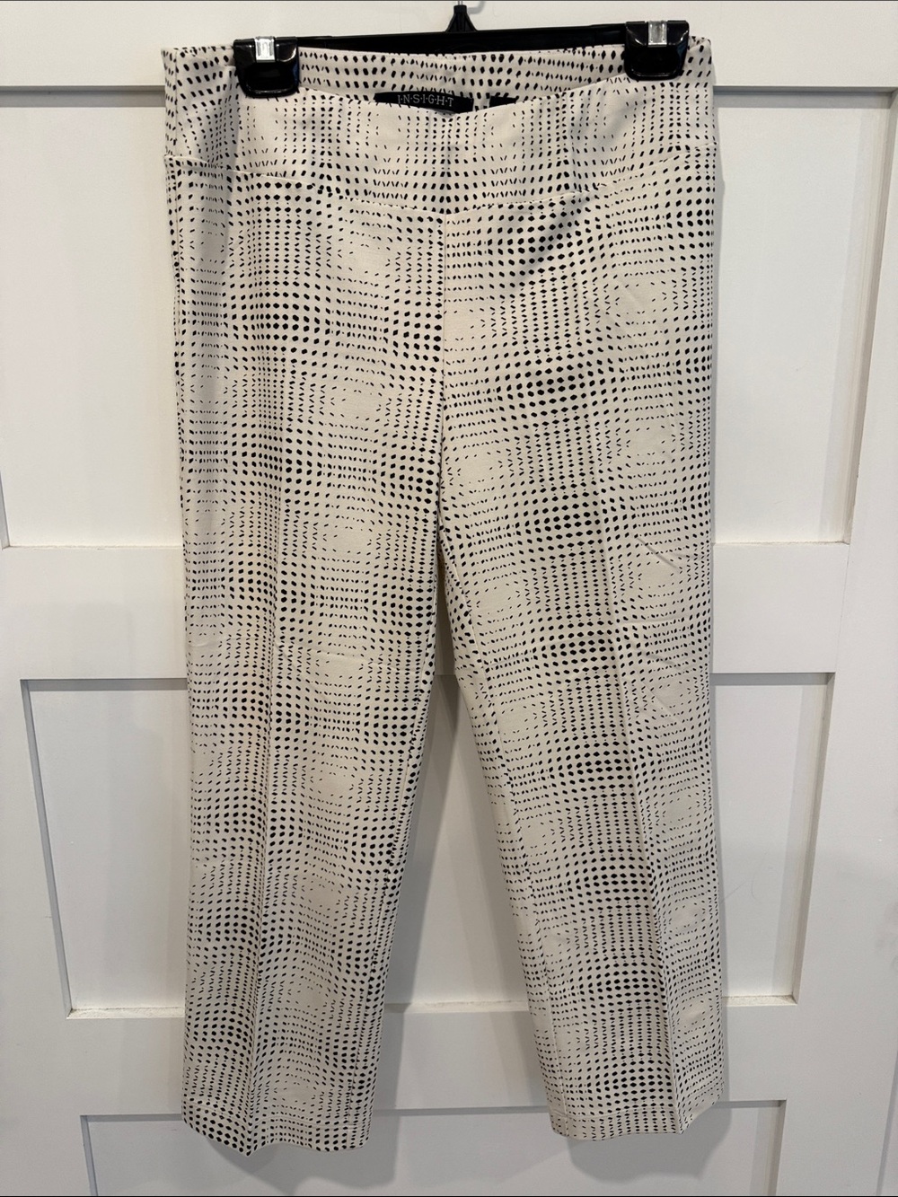 Insight Cream Cropped Pants with Black Dot-Grid